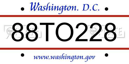 88TO228 District Of Columbia License Plate