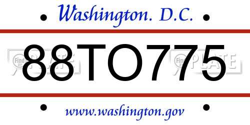 88TO775 District Of Columbia License Plate