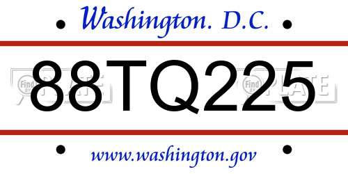 88TQ225 District Of Columbia License Plate