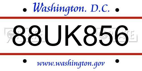 88UK856 District Of Columbia License Plate