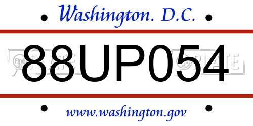 88UP054 District Of Columbia License Plate