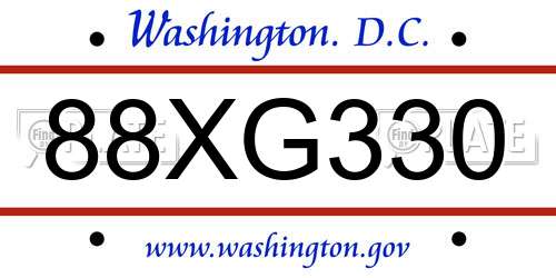 88XG330 District Of Columbia License Plate