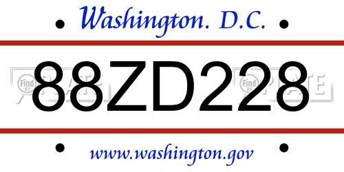 88ZD228 District Of Columbia License Plate