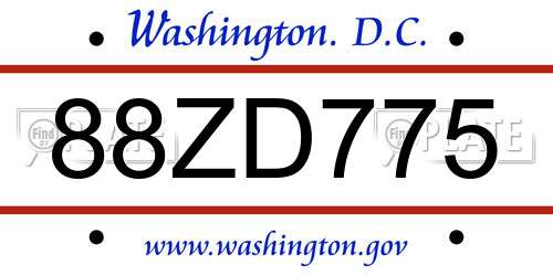88ZD775 District Of Columbia License Plate