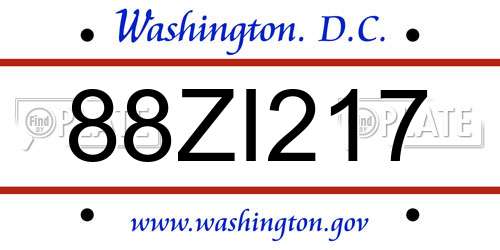 88ZI217 District Of Columbia License Plate