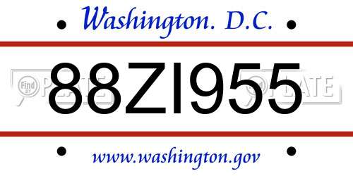 88ZI955 District Of Columbia License Plate