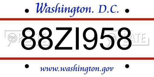 88ZI958 District Of Columbia License Plate