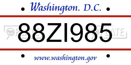 88ZI985 District Of Columbia License Plate