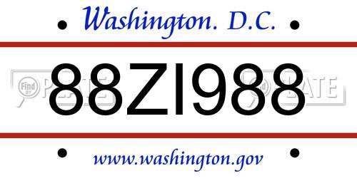 88ZI988 District Of Columbia License Plate
