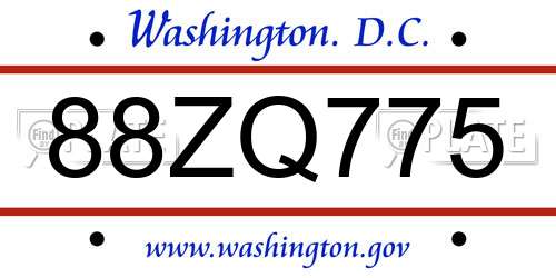88ZQ775 District Of Columbia License Plate
