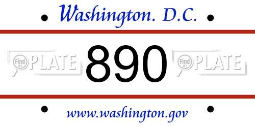 890 District Of Columbia License Plate