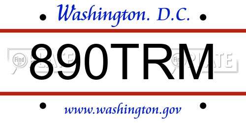 890TRM District Of Columbia License Plate