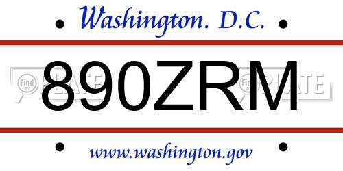 890ZRM District Of Columbia License Plate