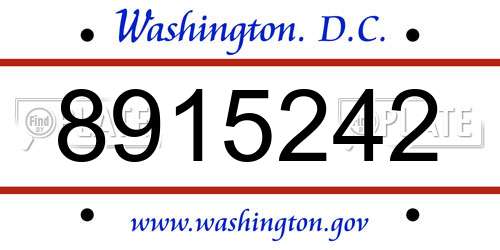 8915242 District Of Columbia License Plate