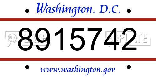 8915742 District Of Columbia License Plate