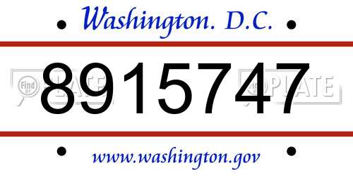 8915747 District Of Columbia License Plate