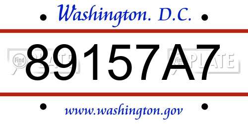 89157A7 District Of Columbia License Plate