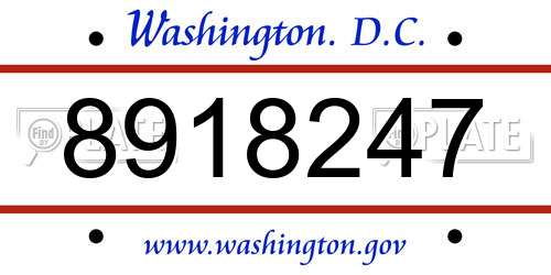8918247 District Of Columbia License Plate