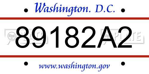 89182A2 District Of Columbia License Plate