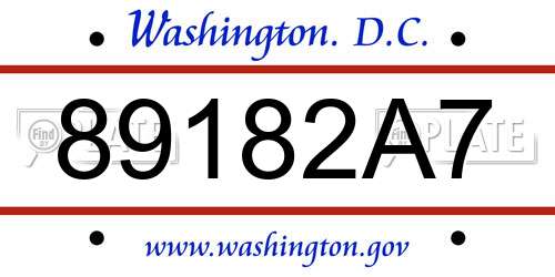 89182A7 District Of Columbia License Plate