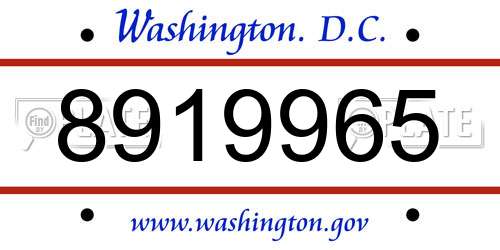 8919965 District Of Columbia License Plate