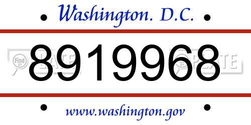 8919968 District Of Columbia License Plate