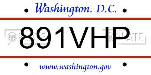 891VHP District Of Columbia License Plate