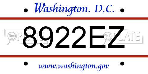 8922EZ District Of Columbia License Plate