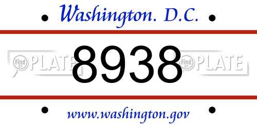 8938 District Of Columbia License Plate