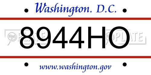 8944HO District Of Columbia License Plate