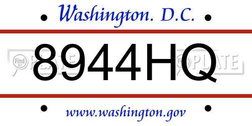 8944HQ District Of Columbia License Plate