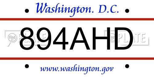 894AHD District Of Columbia License Plate