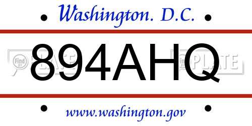 894AHQ District Of Columbia License Plate