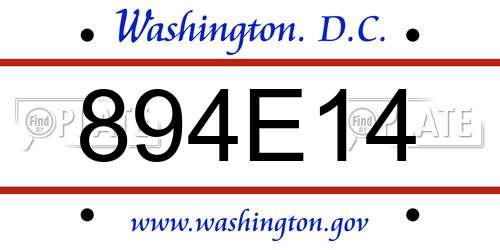 894E14 District Of Columbia License Plate