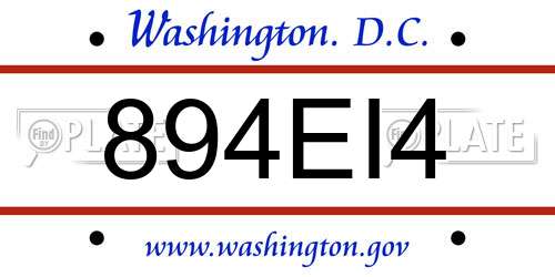 894EI4 District Of Columbia License Plate