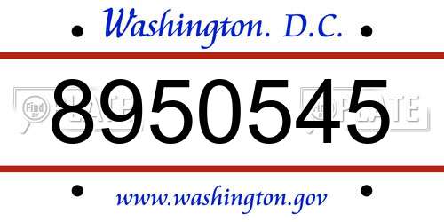 8950545 District Of Columbia License Plate