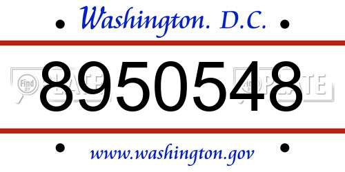 8950548 District Of Columbia License Plate