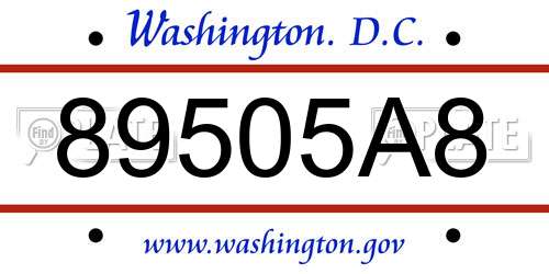 89505A8 District Of Columbia License Plate