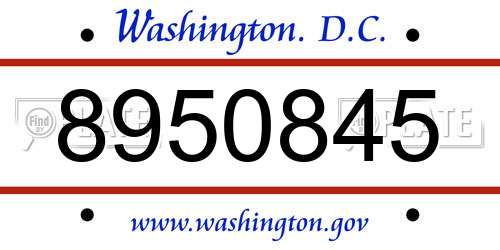 8950845 District Of Columbia License Plate