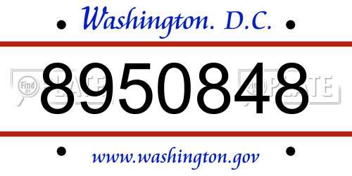 8950848 District Of Columbia License Plate