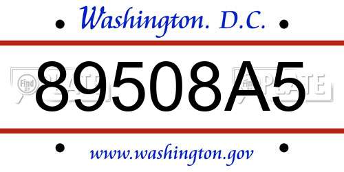 89508A5 District Of Columbia License Plate