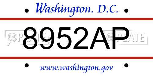 8952AP District Of Columbia License Plate