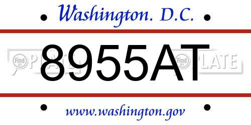 8955AT District Of Columbia License Plate