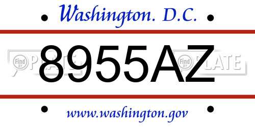 8955AZ District Of Columbia License Plate