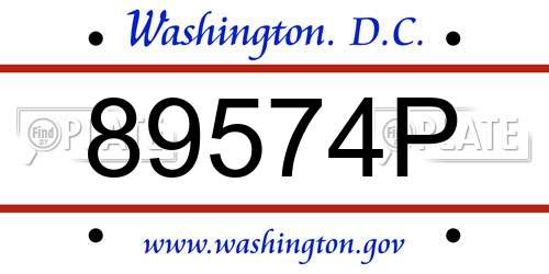 89574P District Of Columbia License Plate