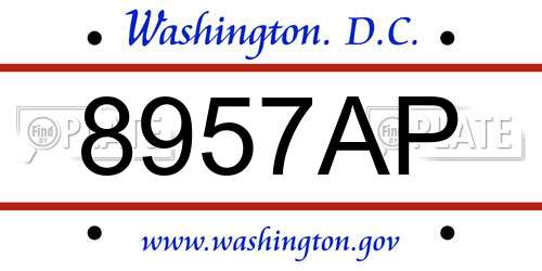 8957AP District Of Columbia License Plate