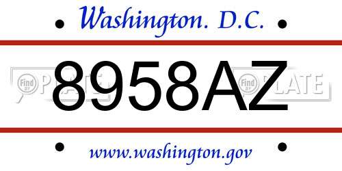8958AZ District Of Columbia License Plate