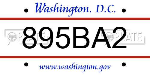 895BA2 District Of Columbia License Plate