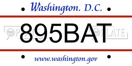 895BAT District Of Columbia License Plate