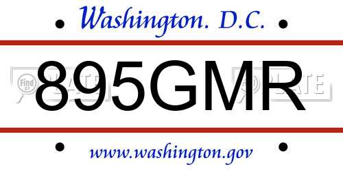 895GMR District Of Columbia License Plate